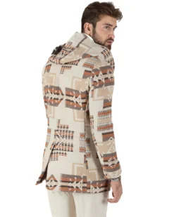 Cappotto Giacca Uomo Doppiopetto Giaccone Fantasia Etnica Beige Giubbotto GIOSAL-CO1032A