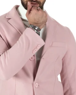Cappotto Monopetto Uomo Giacca Colletto Rever Giaccone Tinta Unita Rosa Baronetto Elegante GIOSAL-CO1020A