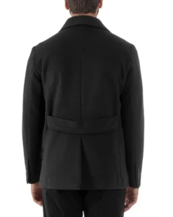 Cappotto Uomo Corto Doppiopetto Martingala Giaccone In Panno Nero CO1100A