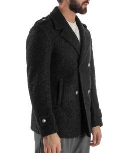 Cappotto Uomo Doppiopetto Corto Teddy Revers Nero Over-D OE1F2W5J44