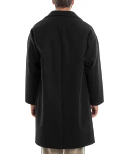 Cappotto Uomo Oversize Monopetto Maniche Raglan Collo Rever Nero CO1064A