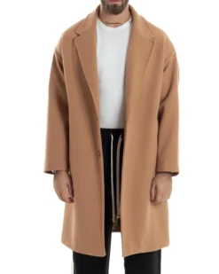 Cappotto Uomo Oversize Monopetto Maniche Raglan Collo Rever Camel CO1063A