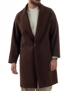 Cappotto Uomo Oversize Monopetto Maniche Raglan Collo Rever Marrone CO1076A