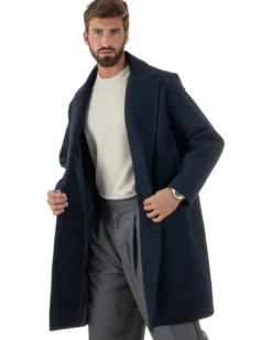 Cappotto Uomo Oversize Monopetto Maniche Raglan Collo Rever Blu CO1077A