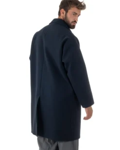 Cappotto Uomo Oversize Monopetto Maniche Raglan Collo Rever Blu CO1077A