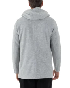 Cappotto Uomo Panno Spigato Cappuccio Zip Grigio BlackSunday CO1092A