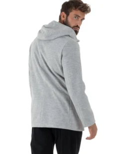 Cappotto Uomo Panno Spigato Cappuccio Zip Grigio BlackSunday CO1092A
