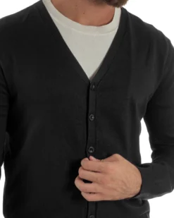 Cardigan Maglia Sottile Scollo a V Basic Nero M2689A