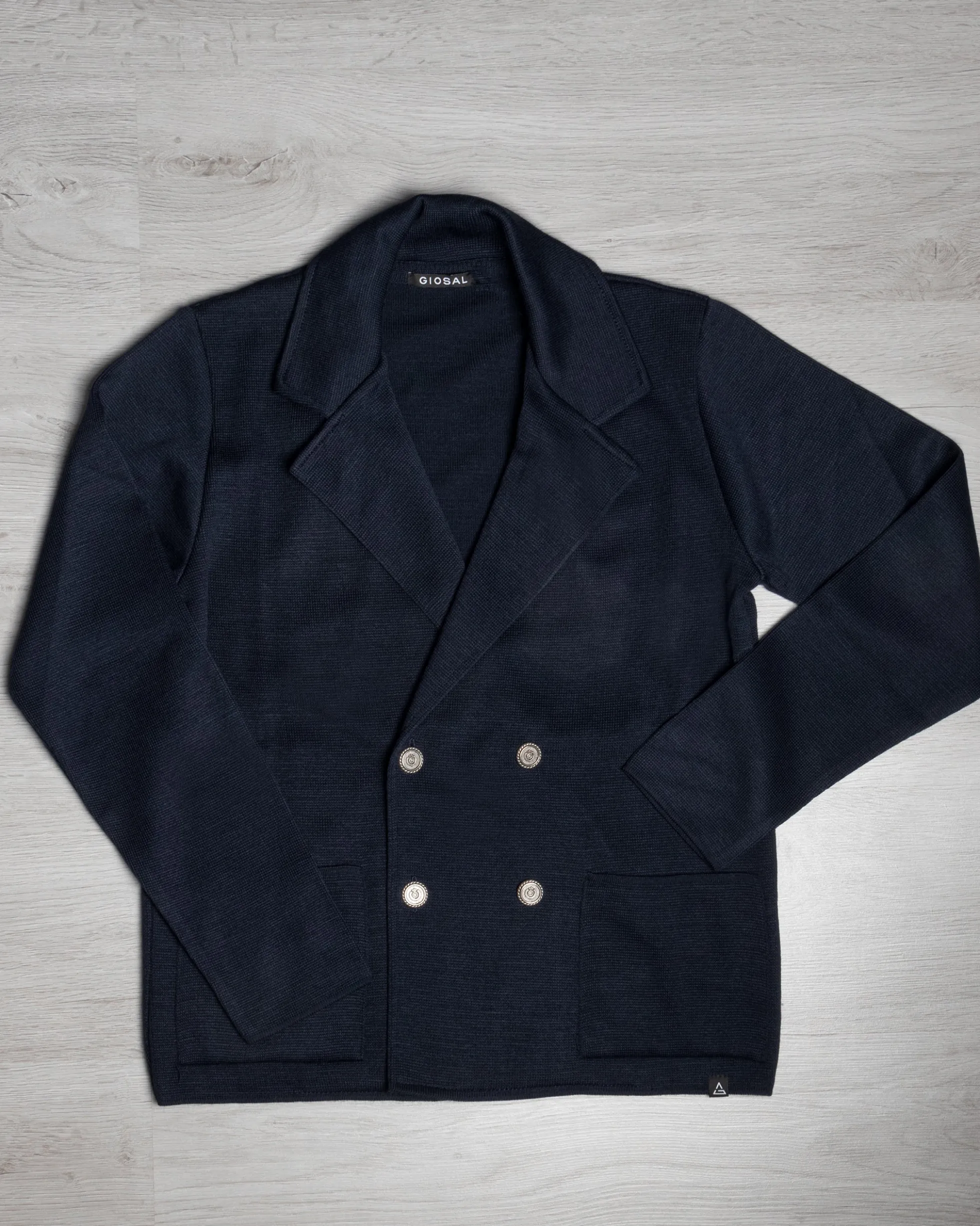 Cardigan uomo doppiopetto giacca bottoni metallo maglia links cotone blu GIOSAL-M2989A