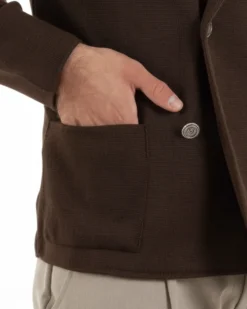 Cardigan uomo doppiopetto giacca bottoni metallo maglia links cotone casual marrone GIOSAL-M3087A