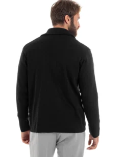 Cardigan uomo doppiopetto giacca con bottoni in metallo maglia links nero GIOSAL-M2894A