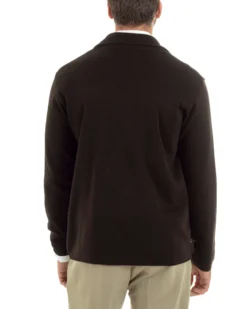 Cardigan uomo doppiopetto giacca bottoni metallo maglia links marrone GIOSAL-M2896A