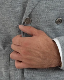 Cardigan uomo doppiopetto giacca bottoni metallo maglia links grigio GIOSAL-M2895A