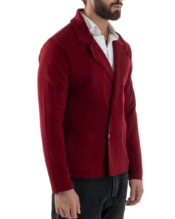 Cardigan uomo doppiopetto giacca bottoni metallo maglia links bordeaux GIOSAL-M3041A