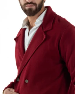 Cardigan uomo doppiopetto giacca bottoni metallo maglia links bordeaux GIOSAL-M3041A