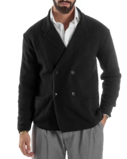 Cardigan Uomo Doppiopetto Maglia Links Nero Over-D OC1F2W5M28