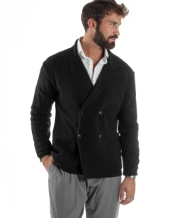 Cardigan Uomo Doppiopetto Maglia Links Nero Over-D OC1F2W5M28