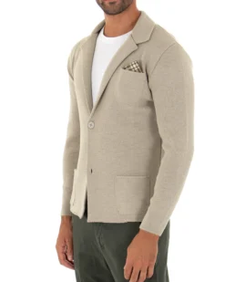 Cardigan uomo giacca con bottoni maglia cotone casual beige GIOSAL-M2667A