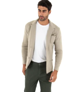 Cardigan uomo giacca con bottoni maglia cotone casual beige GIOSAL-M2667A