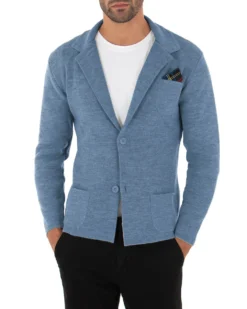 Cardigan uomo giacca con bottoni maglia cotone casual blu jeans GIOSAL-M2826A
