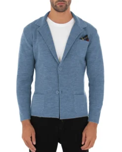 Cardigan uomo giacca con bottoni maglia cotone casual blu jeans GIOSAL-M2826A