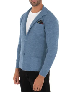 Cardigan uomo giacca con bottoni maglia cotone casual blu jeans GIOSAL-M2826A