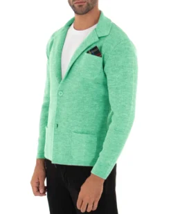 Cardigan uomo giacca con bottoni maglia cotone casual verde acqua GIOSAL-M2823A