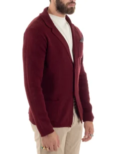 Cardigan uomo giacca con bottoni maglia casual bordeaux GIOSAL-M2872A