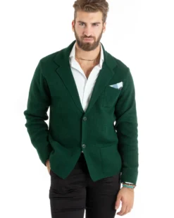 Cardigan uomo giacca con bottoni maglia casual verde GIOSAL-M2769A