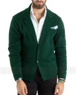 Cardigan uomo giacca con bottoni maglia casual verde GIOSAL-M2769A