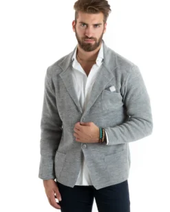 Cardigan uomo giacca con bottoni maglia casual grigio GIOSAL-M2765A
