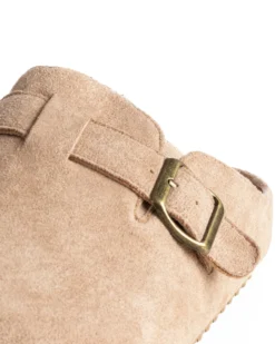 Ciabatte mule uomo camoscio con fibbia in metallo beige GIOSAL-S1316A