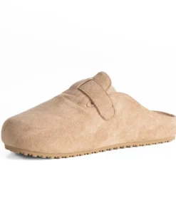 Ciabatte mule uomo camoscio con fibbia in metallo beige GIOSAL-S1316A