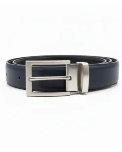 Cintura uomo larga cinta fibbia in metallo regolabile double-face nero blu ecopelle martellata GIOSAL-A2135A