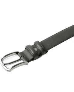 Cintura Uomo Larga Cinta Fibbia in Metallo Regolabile Ecopelle Texture Saffiano Grigio GIOSAL-A2129A
