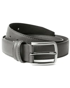 Cintura Uomo Larga Cinta Fibbia in Metallo Regolabile Ecopelle Texture Saffiano Grigio GIOSAL-A2129A