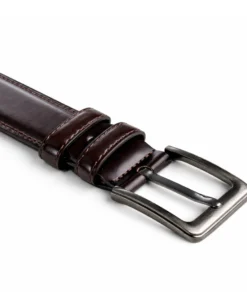 Cintura uomo pelle doppia cucitura fibbia in metallo tinta unita marrone GIOSAL-A2143A
