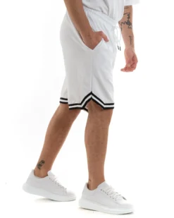Completo Set Coordinato Uomo Cotone Viscosa T-Shirt Bermuda Outfit Bianco GIOSAL-OU2310A
