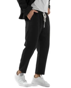 Coordinato Camicia Scollo V Pantaloni Viscosa Casual Nero OU2536A