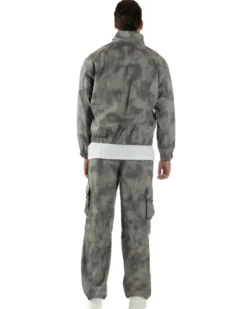 Coordinato Tuta Giacca Giubbotto Pantaloni Baggy Cargo Tie Dye Verde OU2530A