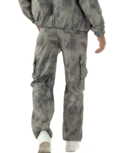 Coordinato Tuta Giacca Giubbotto Pantaloni Baggy Cargo Tie Dye Verde OU2530A