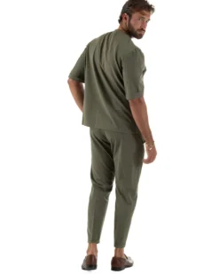 Coordinato uomo completo viscosa regular fit verde GIOSAL-OU2572A