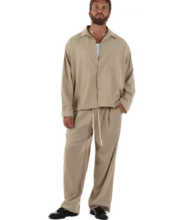 Coordinato uomo completo viscosa baggy fit basic beige GIOSAL-OU2570A