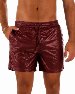 Costume da bagno bermuda mare uomo boxer lucido coulisse rosso GIOSAL-SU1265A