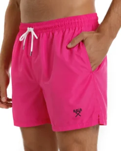 Costume da bagno bermuda mare uomo boxer coulisse logo fucsia fluo BERNA M-261328