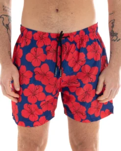 Costume Da Bagno Uomo Boxer Fantasia Fiori Blu Elastico GIOSAL-SU1142A