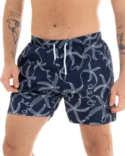 Costume Uomo Blu Fantasia Elastico Coulisse Tasche Summer GIOSAL-SU1182A