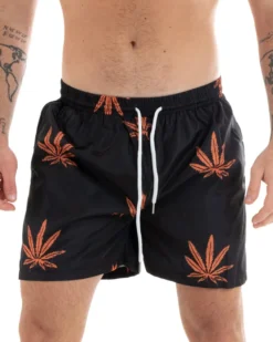 Costume Uomo Boxer Fantasia Nero Elastico Mare Summer Pantaloncini GIOSAL-SU1104A