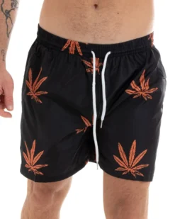 Costume Uomo Boxer Fantasia Nero Elastico Mare Summer Pantaloncini GIOSAL-SU1104A