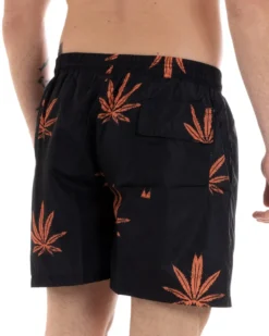 Costume Uomo Boxer Fantasia Nero Elastico Mare Summer Pantaloncini GIOSAL-SU1104A